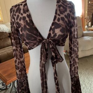 Leopard print wrap shirt